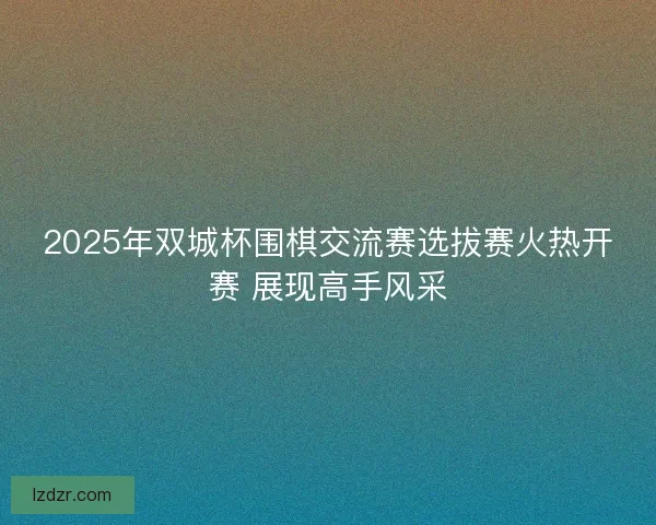 2025年双城杯围棋交流赛选拔赛火热开赛 展现高手风采